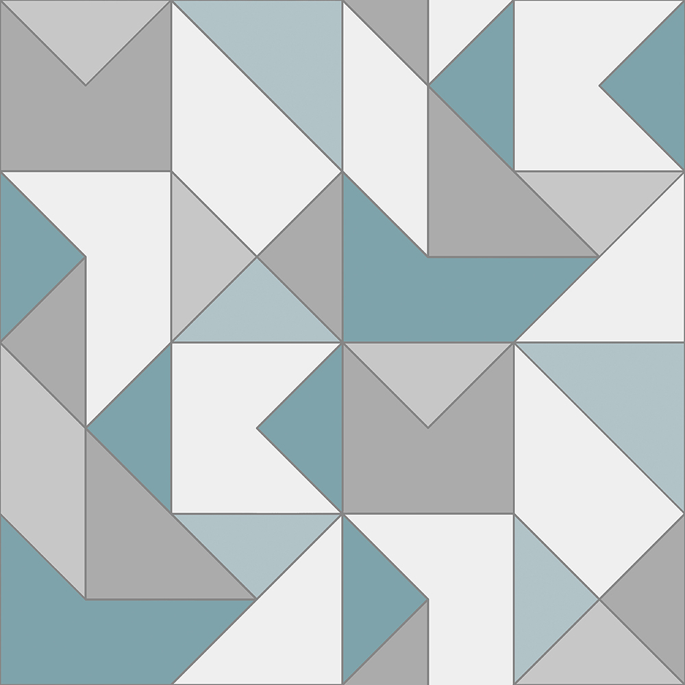 Papel de Parede Vinílico Contemporâneo Clássico Geométrico Azul