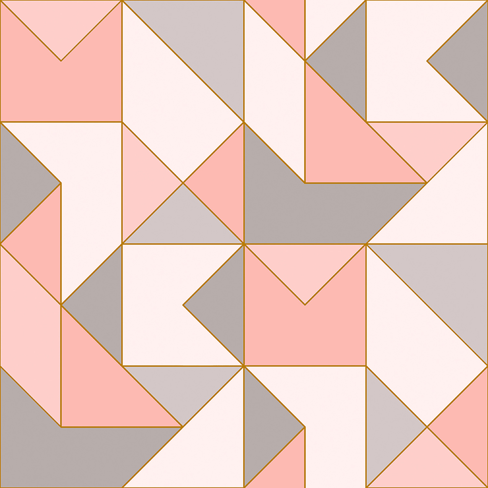 Papel de Parede Vinílico Contemporâneo Clássico Geométrico Rosa